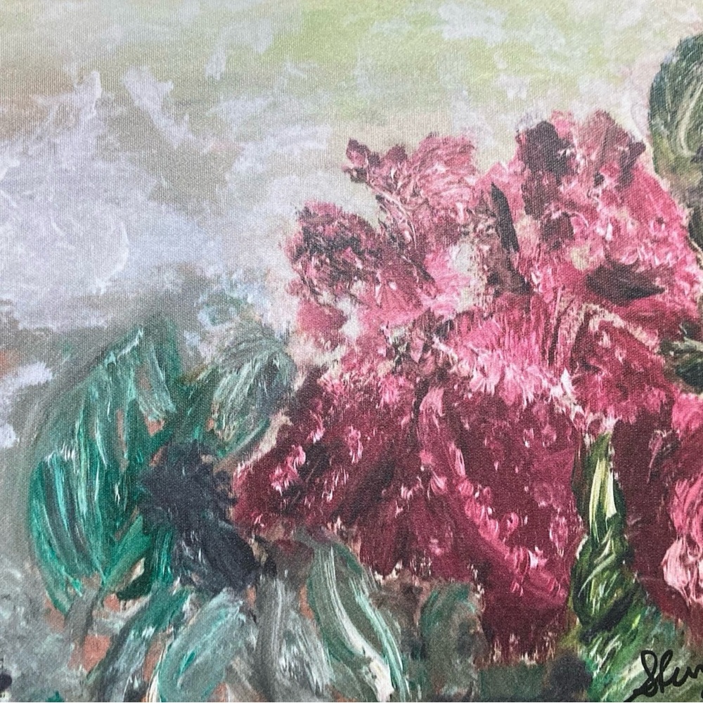 Floral Canvas Art in Pink Iris in the rain